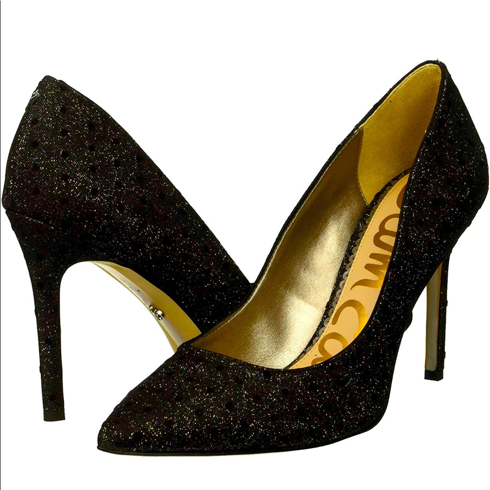 Sam Edelman Women's Hazel Pump, Metallic/Multi Glitter Dot, 6 W US
